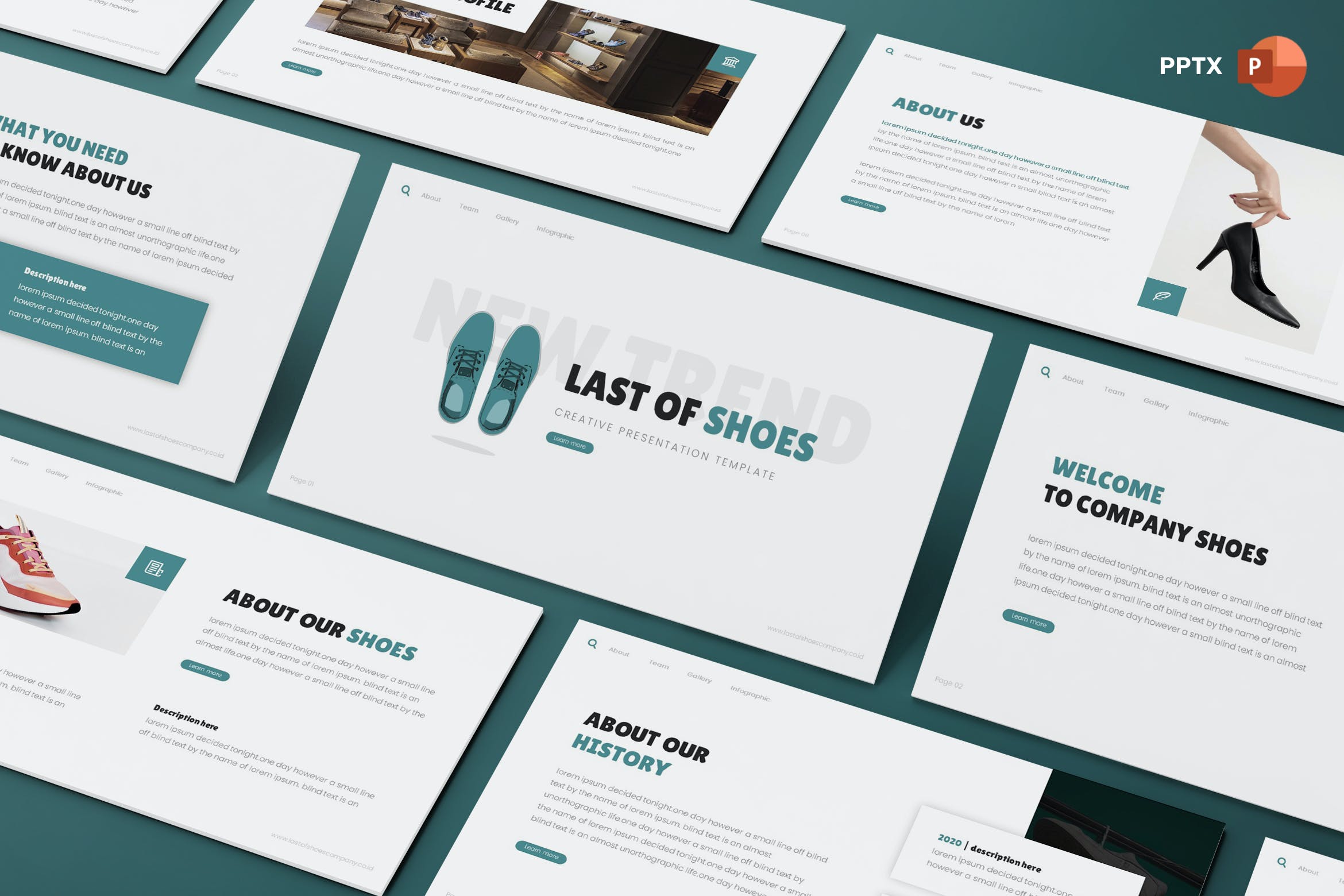 鞋店创意PowerPoint演示模板 Last Of Shoes – Creative Powerpoint Template 幻灯图表 sucaiwan.com