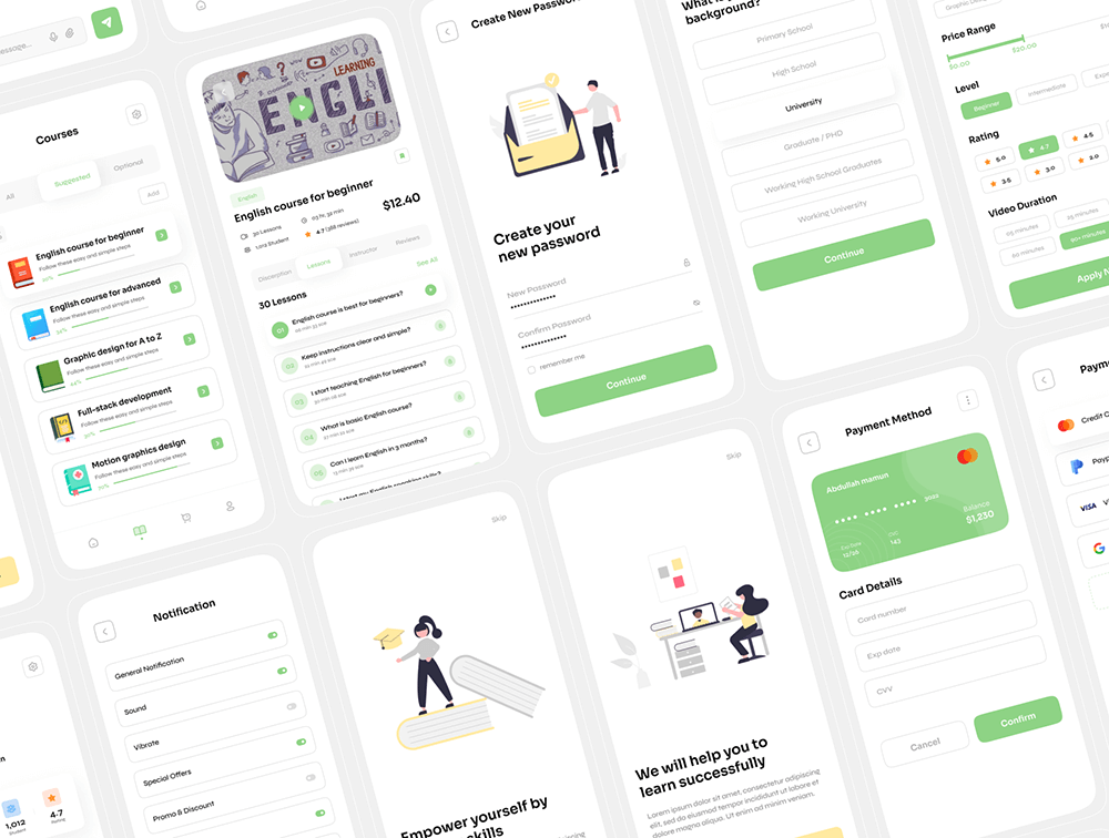 在线学习课程App移动应用程序 UI 套件 APP UI 第2张-素材湾丨精选海外优质设计素材资源 在线学习课程App移动应用程序 UI 套件 APP UI sucaiwan.com