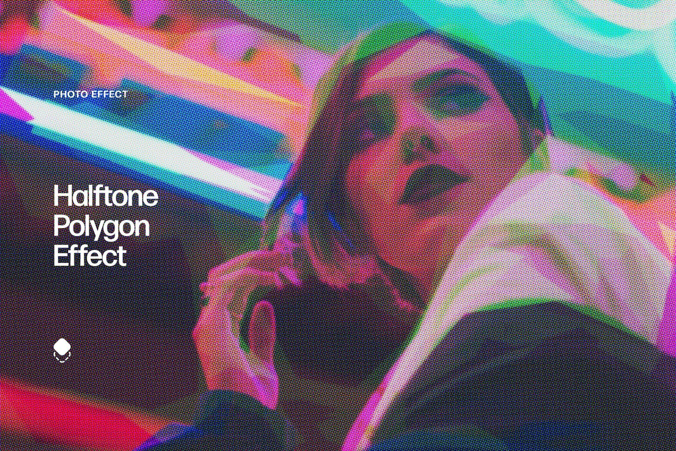 半色调多边形照片特效PS图层样式 Halftone Polygon Photo Effect 插件预设 sucaiwan.com