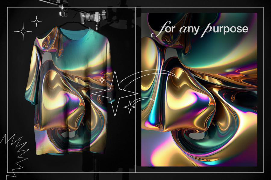 背景素材-彩虹色渐变流动液态金属效果背景图片素材 图片素材 sucaiwan.com