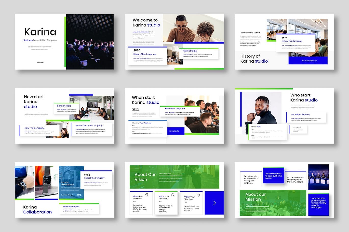 精品商务风演示文稿PPT模板 Karina – Business PowerPoint Template 幻灯图表 sucaiwan.com