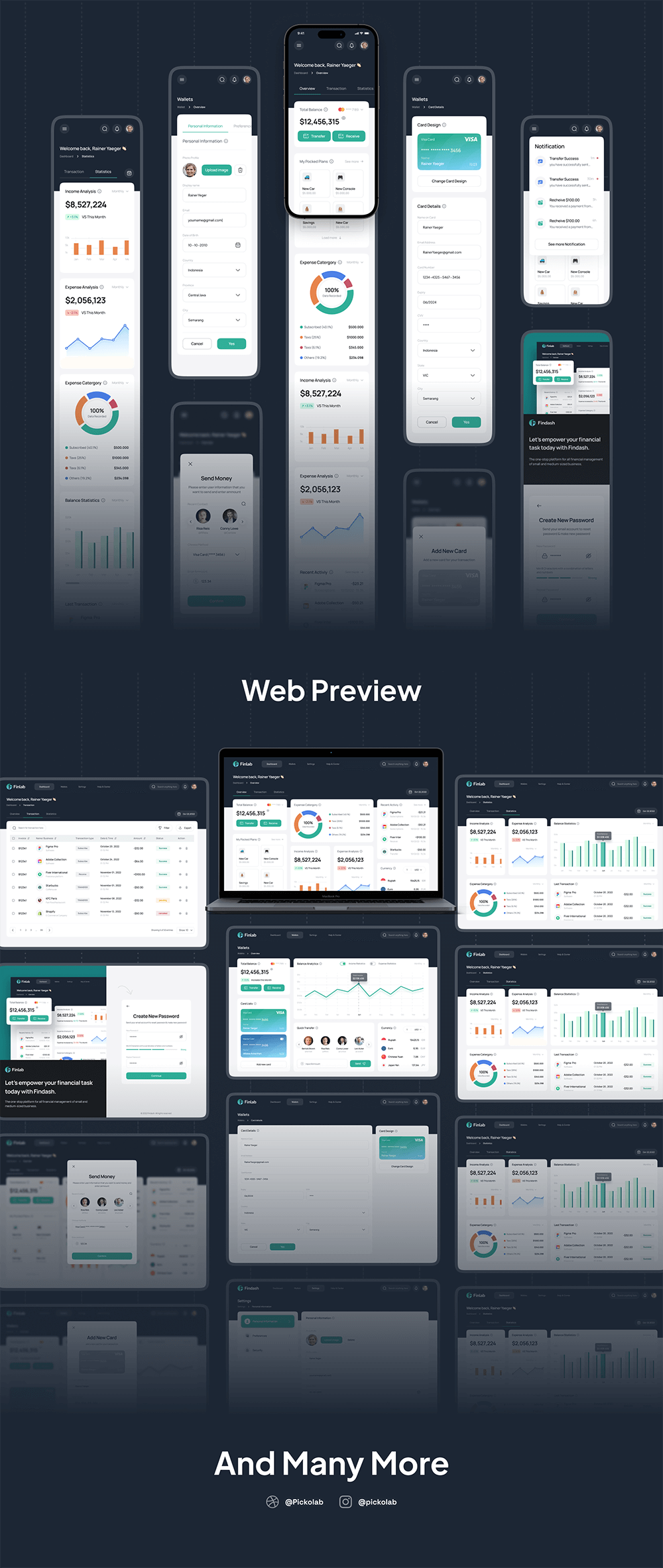 财务仪表盘设计UI套件 APP UI sucaiwan.com