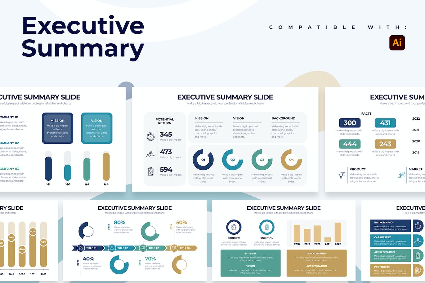 项目简介摘要信息图表设计AI矢量模板 Business Executive Summary Illustrator Infographic 幻灯图表 sucaiwan.com