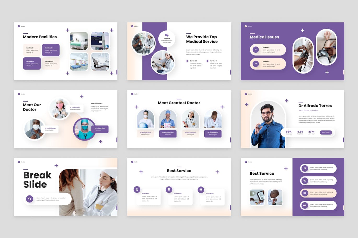 现代医疗保健PPT模板下载 Medico – Modern Healthcare Powerpoint Template 幻灯图表 sucaiwan.com