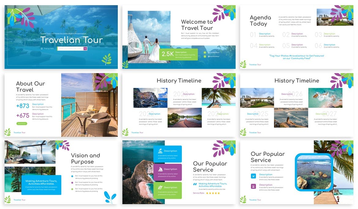 旅行社机构PPT幻灯片设计模板 Travelian – Travel Agency Powerpoint Template 幻灯图表 sucaiwan.com