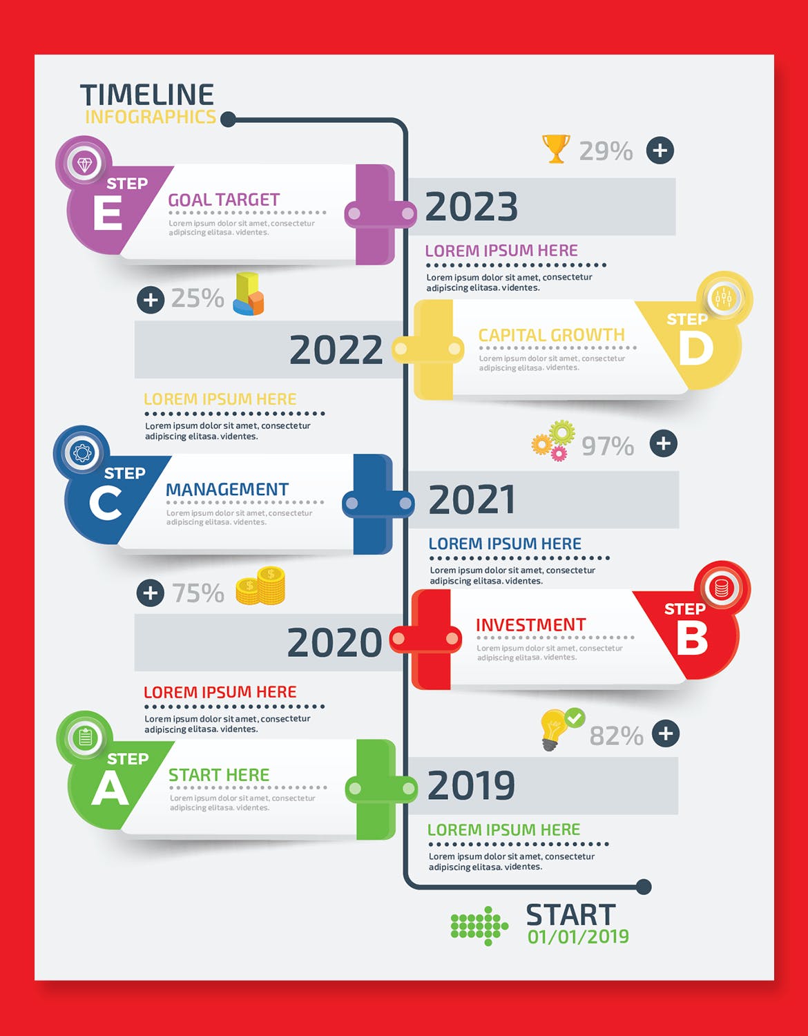 时间线数据图表元素设计素材 Timeline Infographics Design 幻灯图表 sucaiwan.com