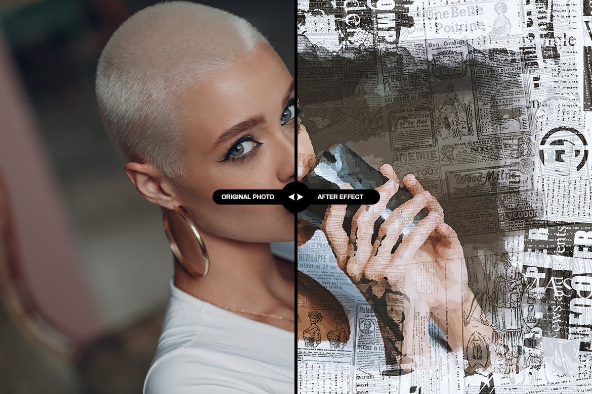 旧报纸照片效果ps图层样式 Old Newspaper Photo Effect 插件预设 sucaiwan.com