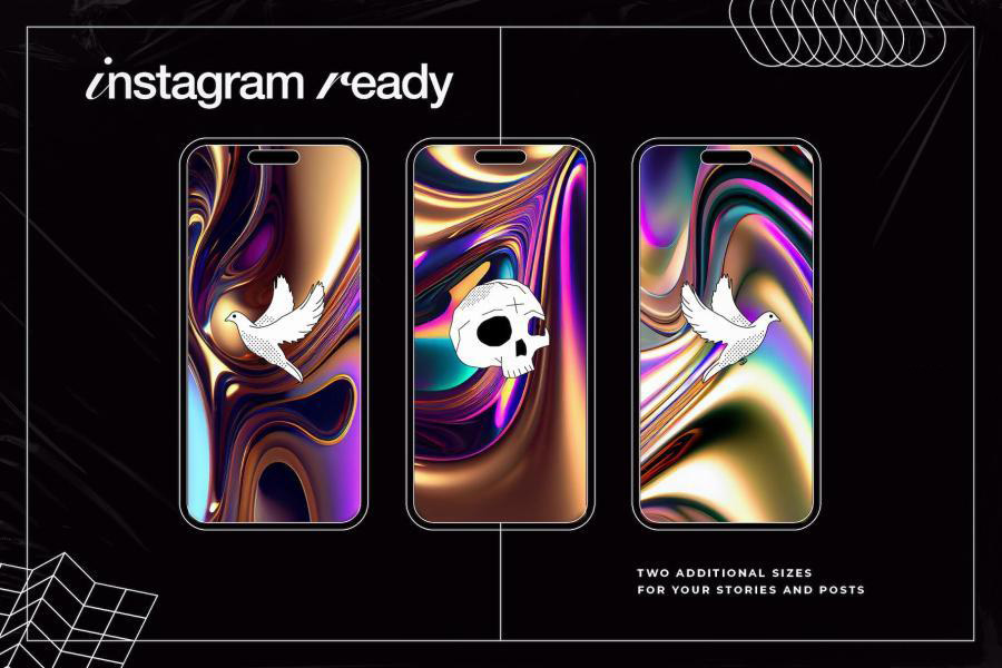 背景素材-彩虹色渐变流动液态金属效果背景图片素材 图片素材 sucaiwan.com