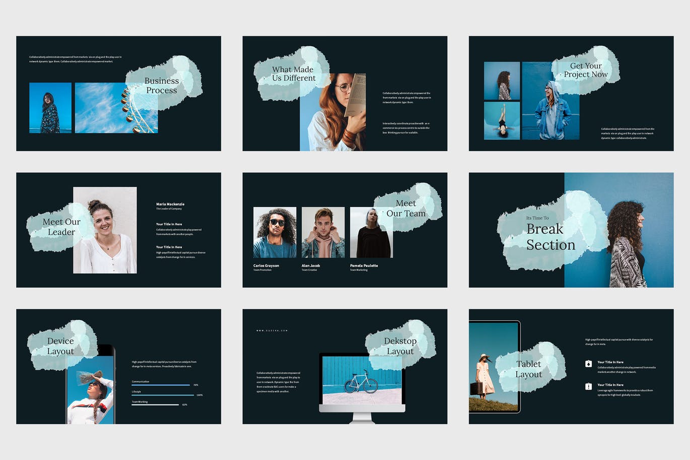 多用途蓝色幻灯片演示PPT模板 Guzeka – Multipurposes Blue Powerpoint Template 幻灯图表 第8张-素材湾丨精选海外优质设计素材资源 多用途蓝色幻灯片演示PPT模板 Guzeka – Multipurposes Blue Powerpoint Template 幻灯图表 sucaiwan.com