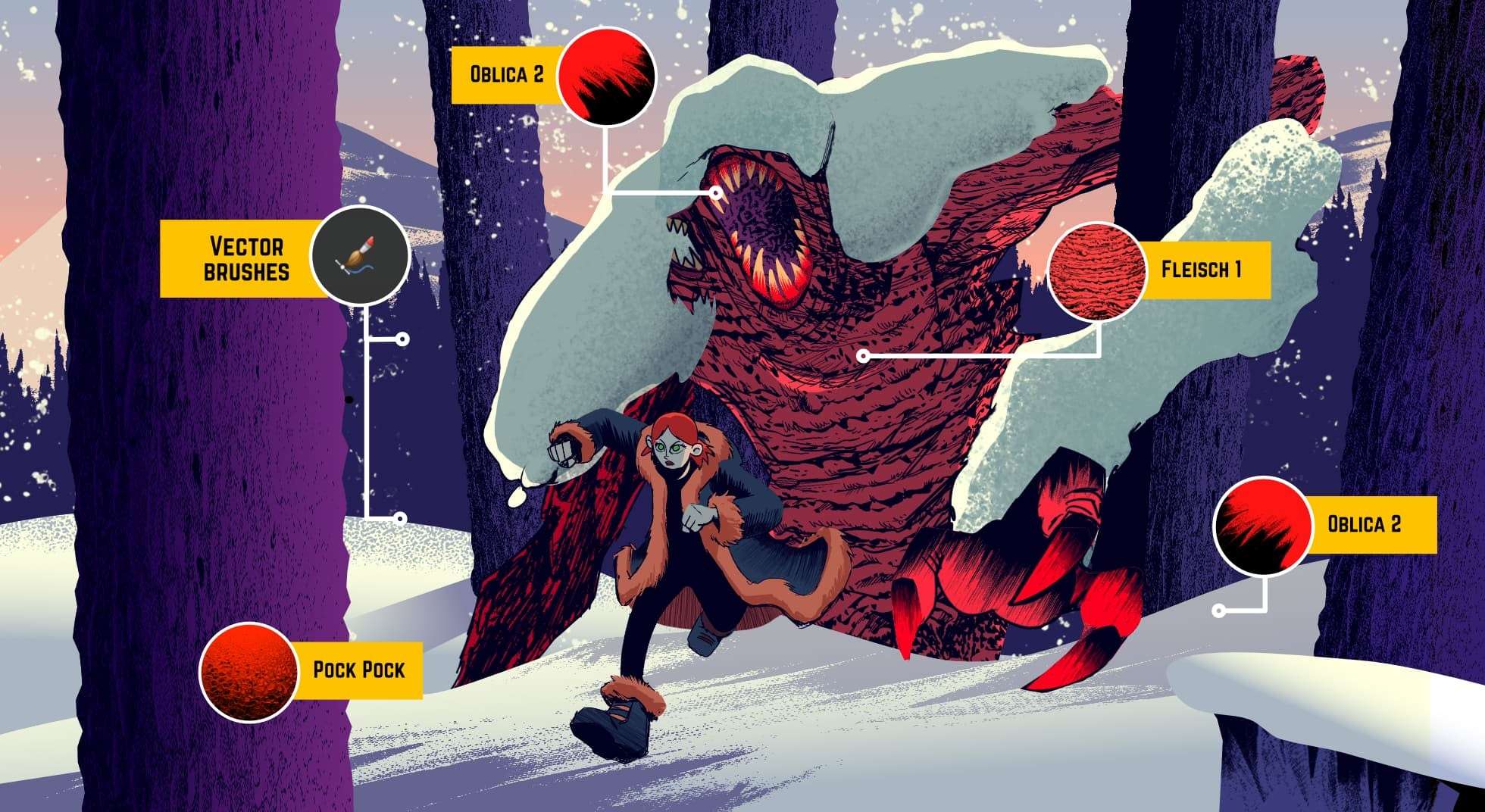 Affinity Designer动漫纹理和图案笔刷套装 笔刷资源 sucaiwan.com