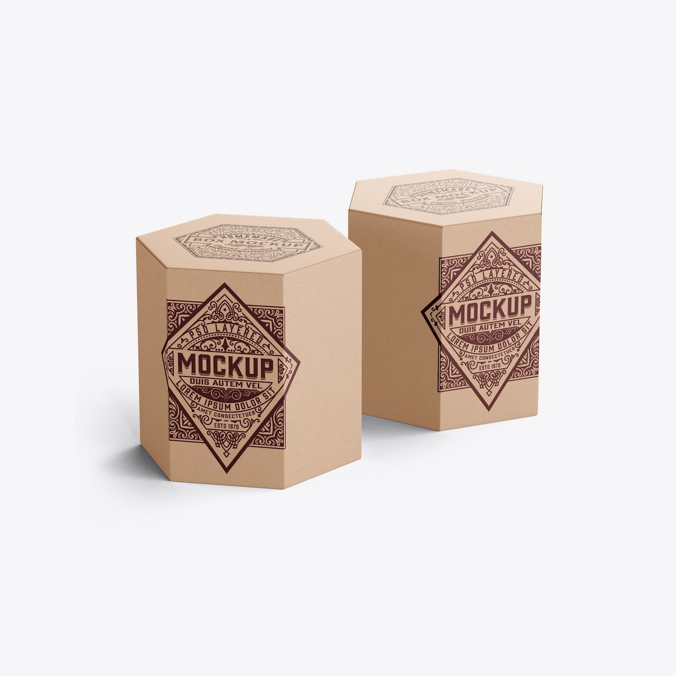 六边形长方体纸盒包装设计样机 Hexagonal Box Mockup 样机素材 sucaiwan.com