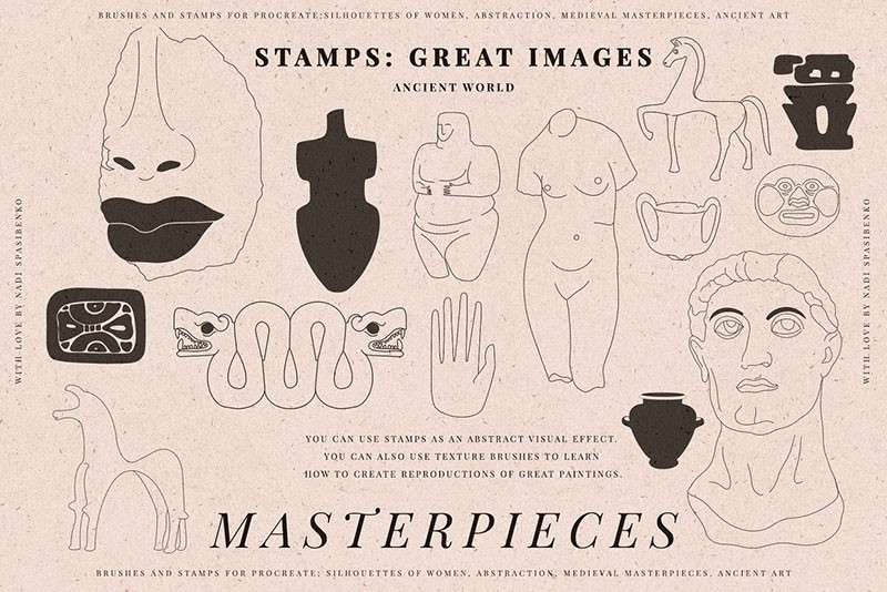 58个世界名画线稿PS笔刷 笔刷资源 sucaiwan.com