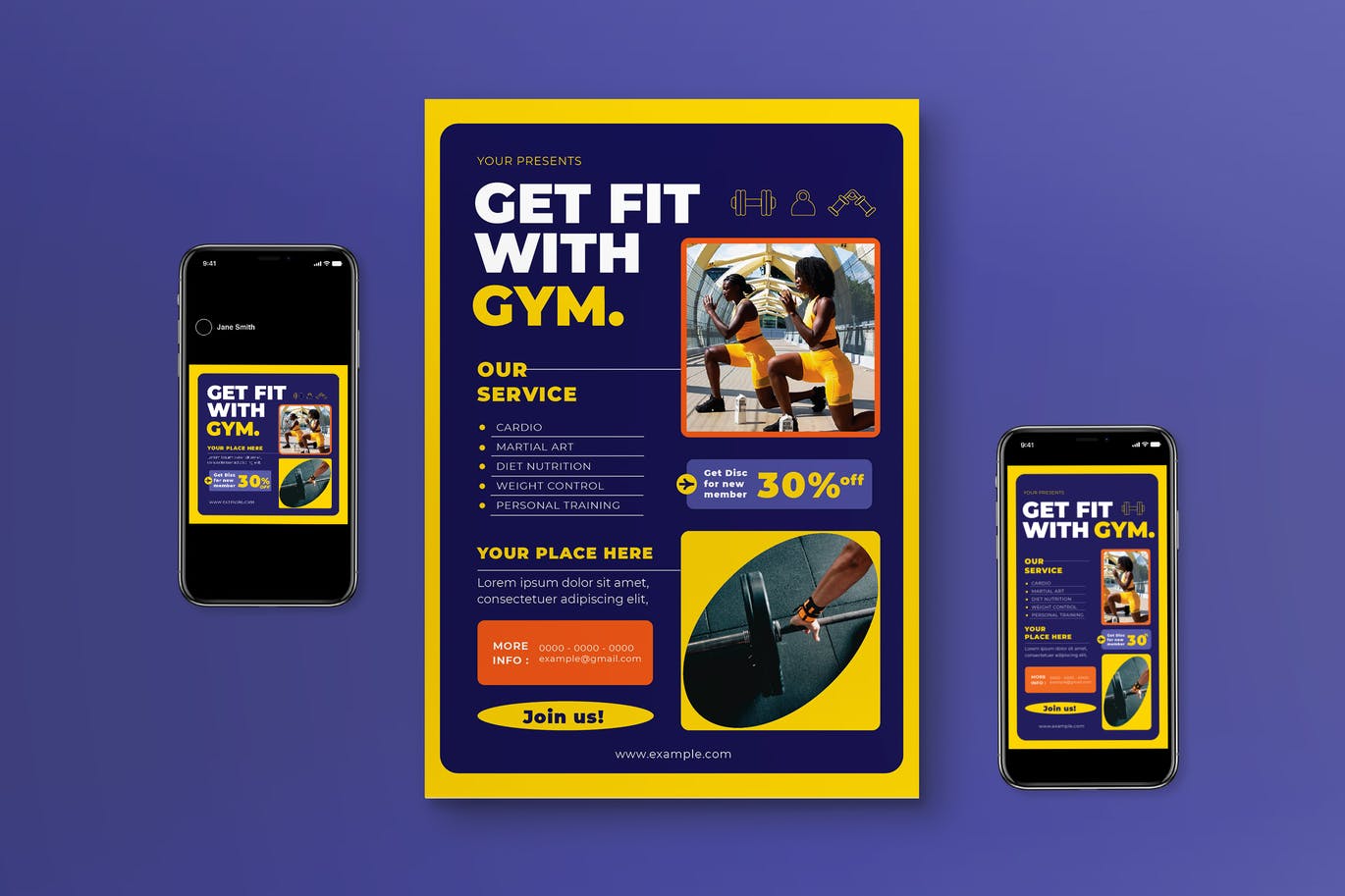 健身体育馆宣传单素材 Gym Flyer Set 设计素材 sucaiwan.com