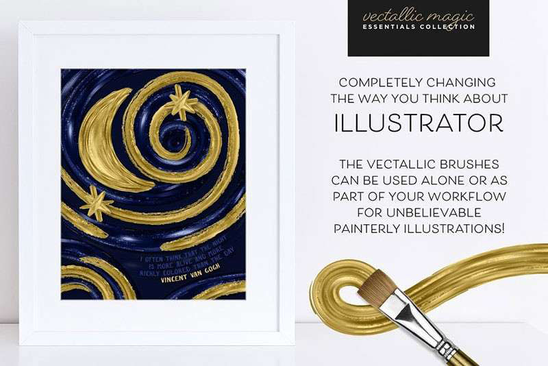 Illustrator漂亮的金漆画笔 笔刷资源 sucaiwan.com