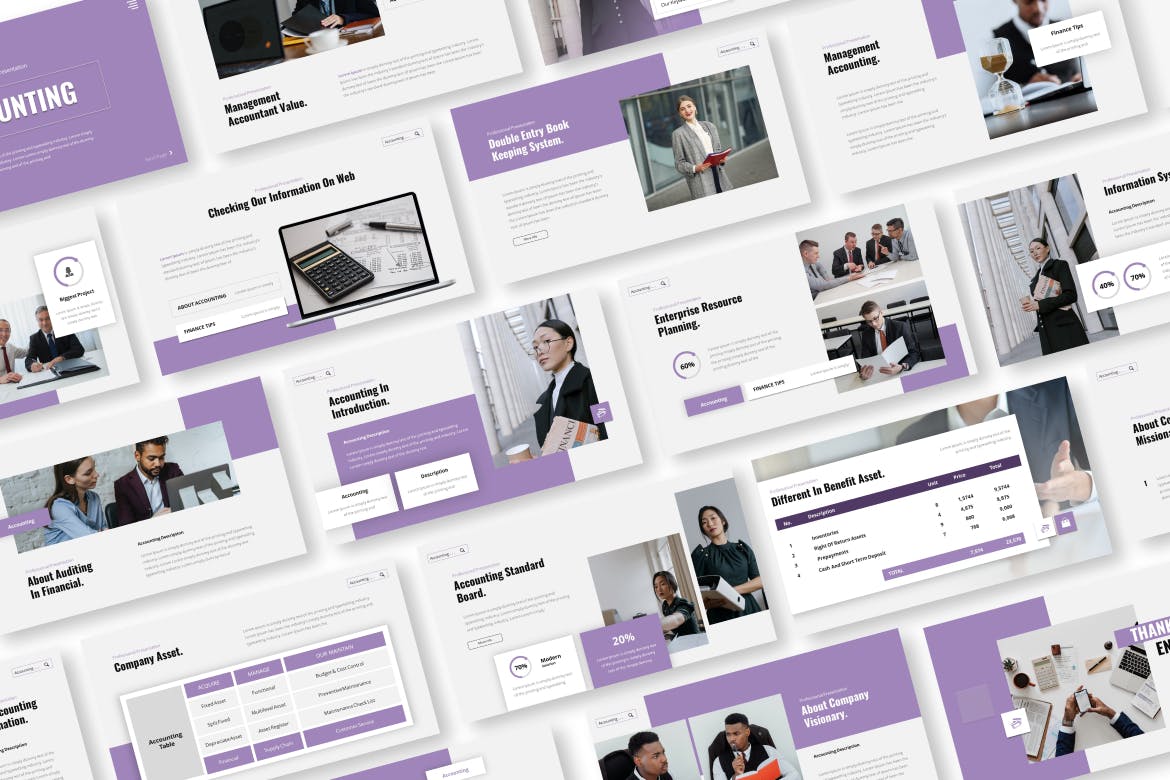 会计业务PPT设计模板 Accounting Powerpoint Presentation Template 幻灯图表 sucaiwan.com