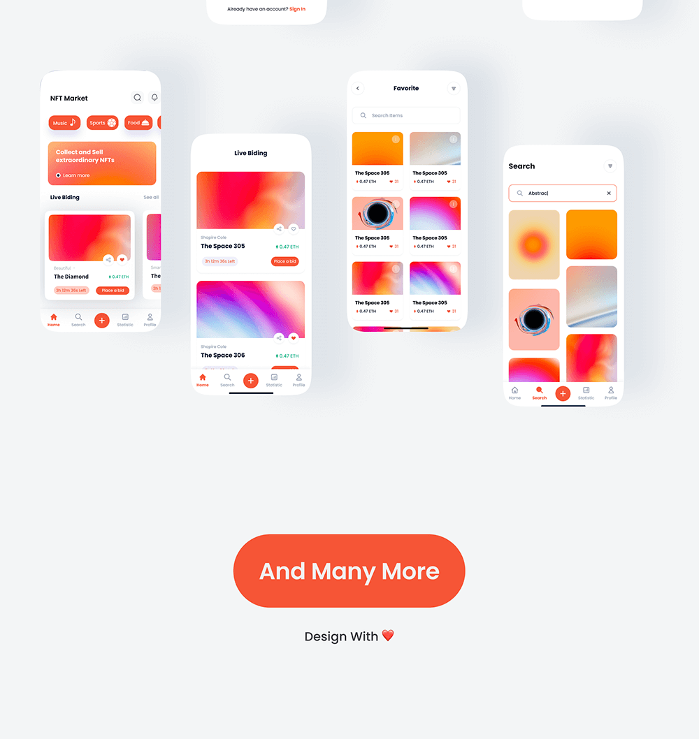 NFT市场App应用程序 UI 套件 APP UI sucaiwan.com
