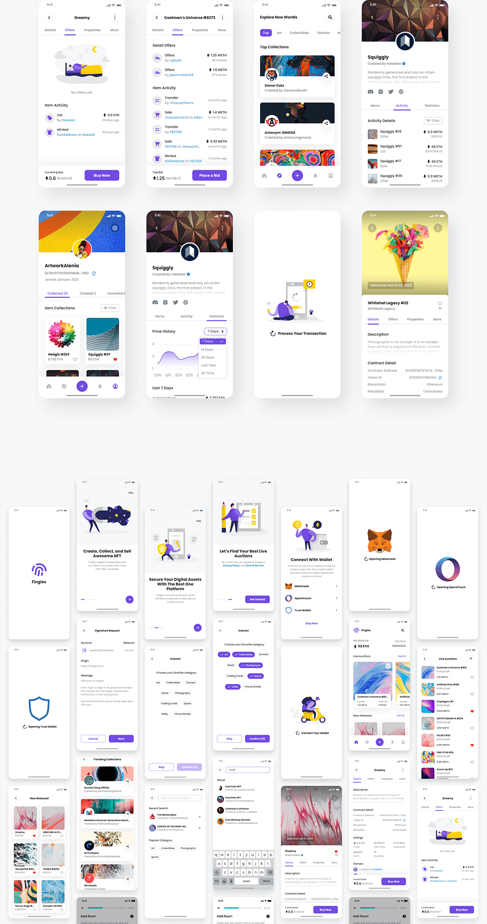 NFT市场移动应用程序 UI 套件 APP UI sucaiwan.com