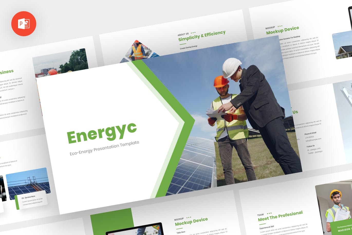 环保生态能源PPT素材 Energyc – Eco Energy Powerpoint Template 幻灯图表 sucaiwan.com