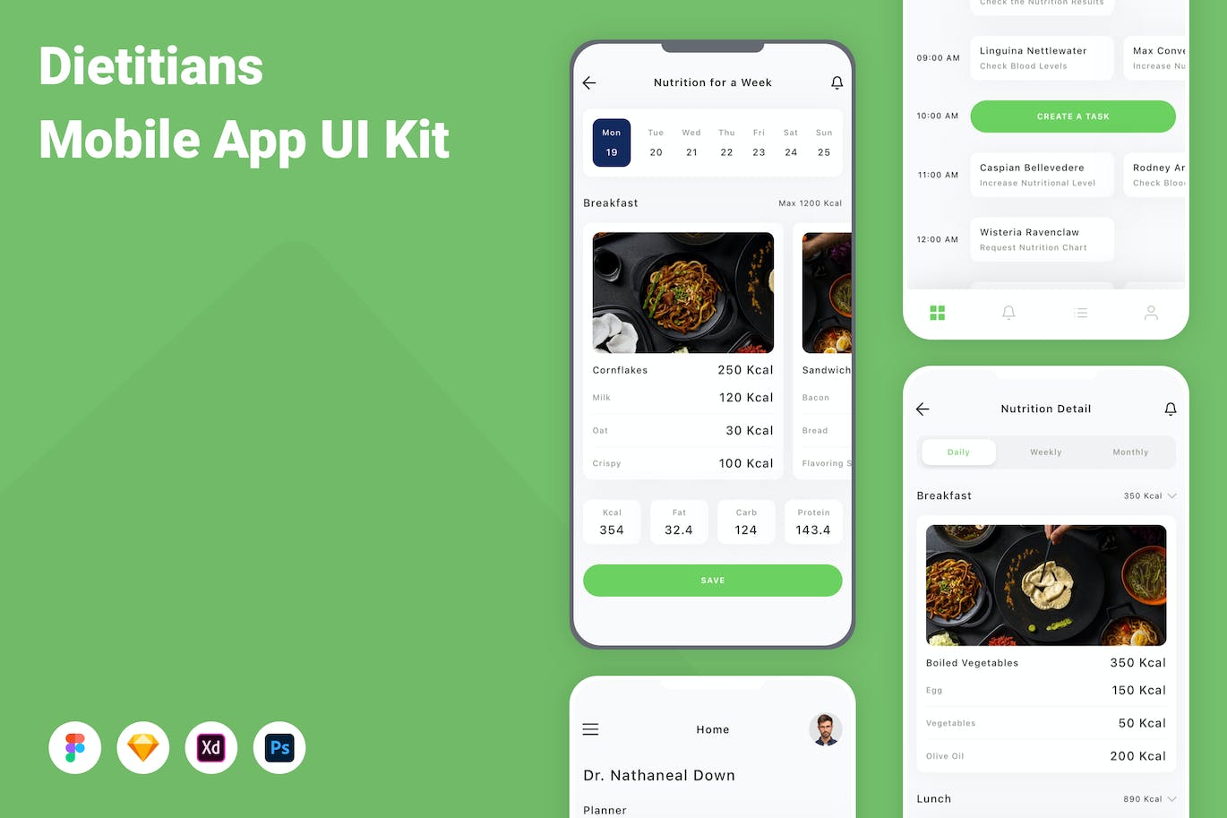 营养食谱App应用程序UI设计模板套件 Dietitians Mobile App UI Kit APP UI sucaiwan.com