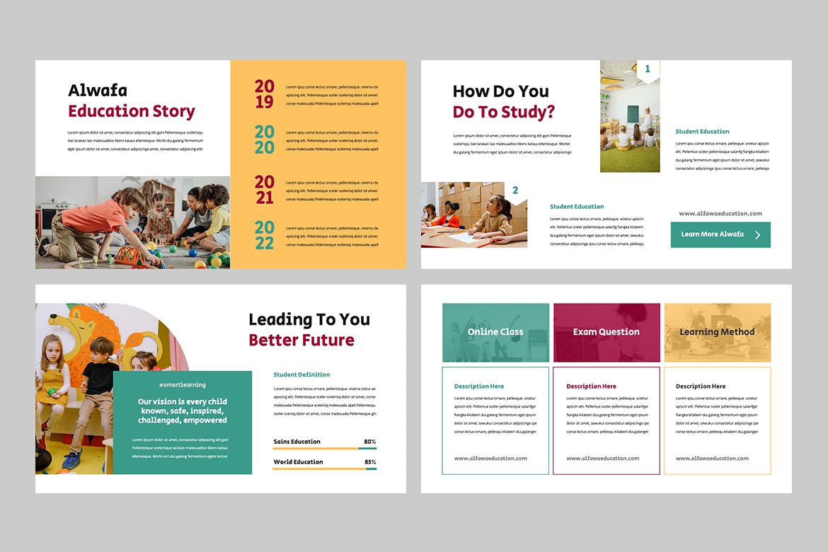 教育宣传PPT幻灯片模板下载 ALWAFA – Education Kids Powerpoint 幻灯图表 sucaiwan.com