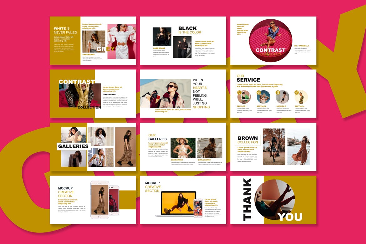 Lookbook时装图册演示PPT模板 Grey Lookbook – Powerpoint Template 幻灯图表 sucaiwan.com