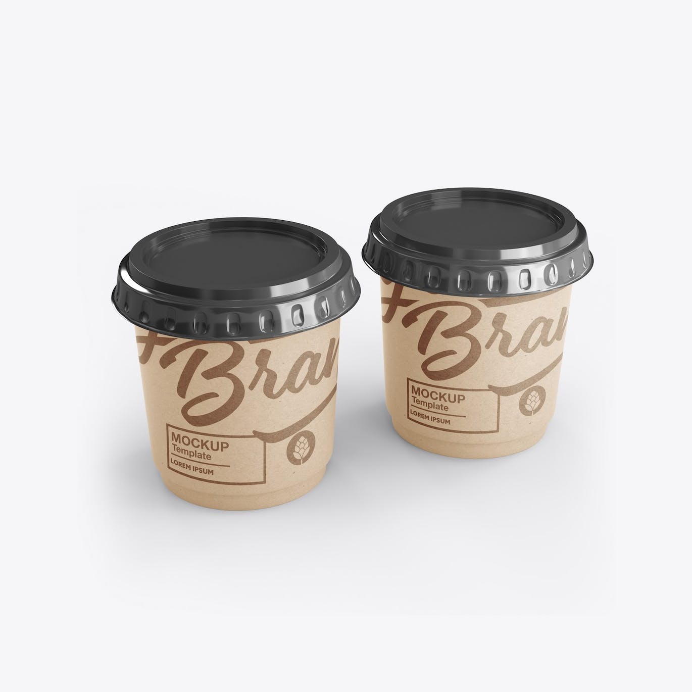 盖子纸咖啡杯品牌包装设计样机套装 Set Paper Coffee Cup With Sleeve Mockup 样机素材 sucaiwan.com