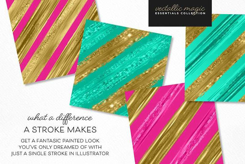 Illustrator漂亮的金漆画笔 笔刷资源 sucaiwan.com