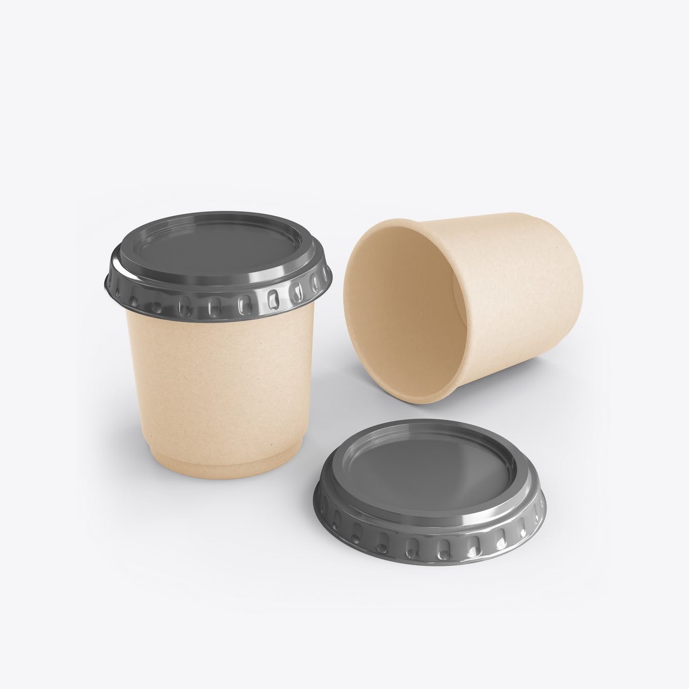 盖子纸咖啡杯品牌包装设计样机套装 Set Paper Coffee Cup With Sleeve Mockup 样机素材 sucaiwan.com