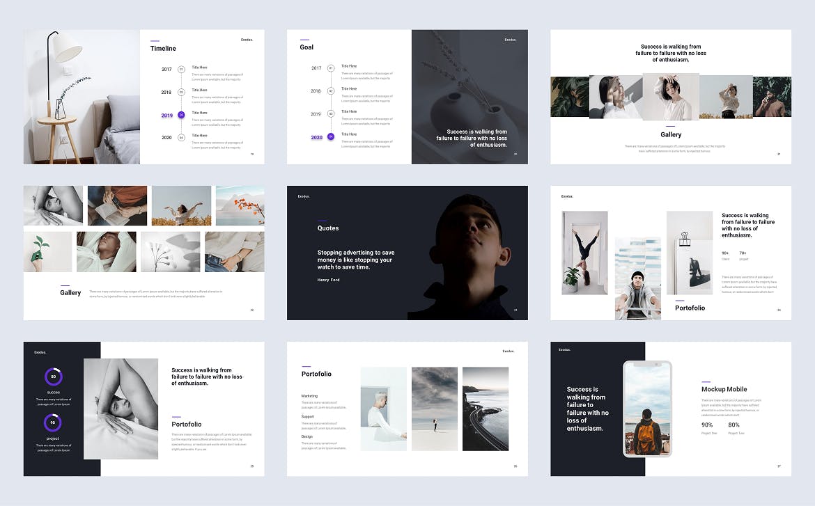 极简风格商业工作报告Powerpoint幻灯片模板 Exodus – Minimal Bussines Powerpoint Template 幻灯图表 sucaiwan.com