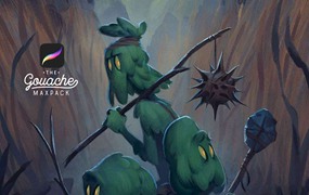 52个自然的水粉画Procreate笔刷