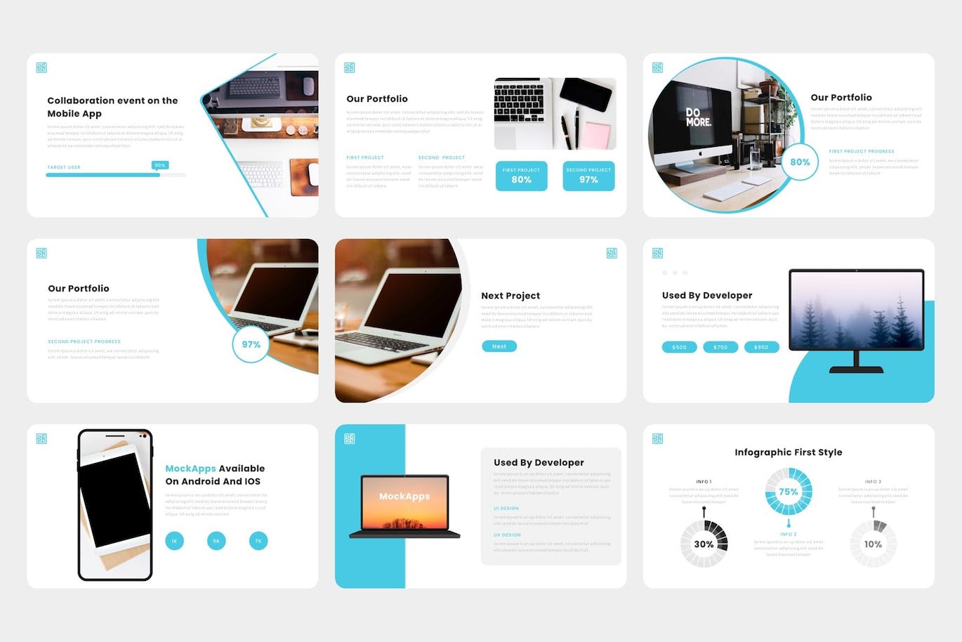 移动应用和SAAS业务Powerpoint模板下载 MockApps – Mobile App PowerPoint Template 幻灯图表 sucaiwan.com