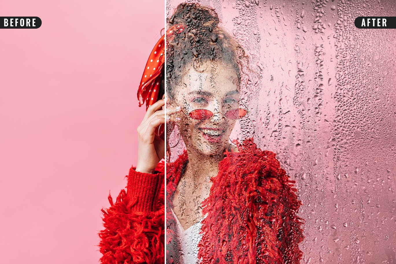 雨滴玻璃照片特效PS图层样式 Wet Glass Photo Effect 插件预设 sucaiwan.com