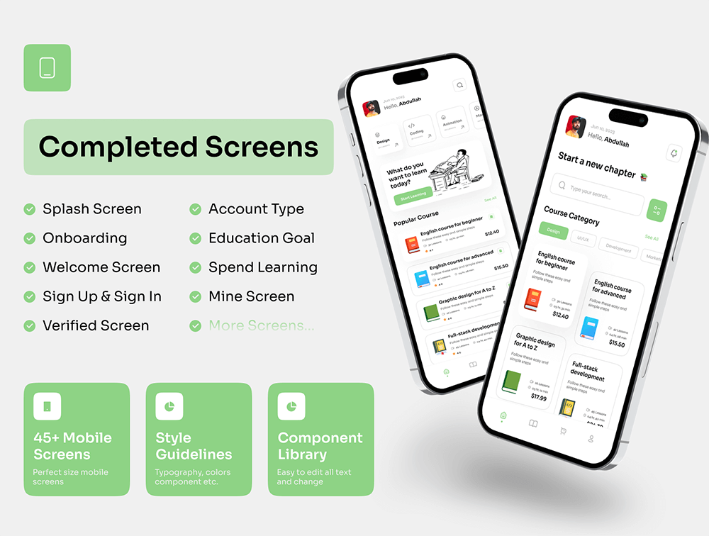 在线学习课程App移动应用程序 UI 套件 APP UI 第7张-素材湾丨精选海外优质设计素材资源 在线学习课程App移动应用程序 UI 套件 APP UI sucaiwan.com