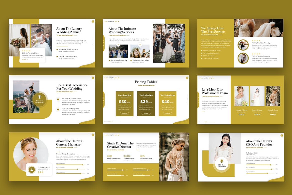 婚礼计划方案PPT幻灯片模板素材 Heirat – Wedding Plan Powerpoint 幻灯图表 sucaiwan.com