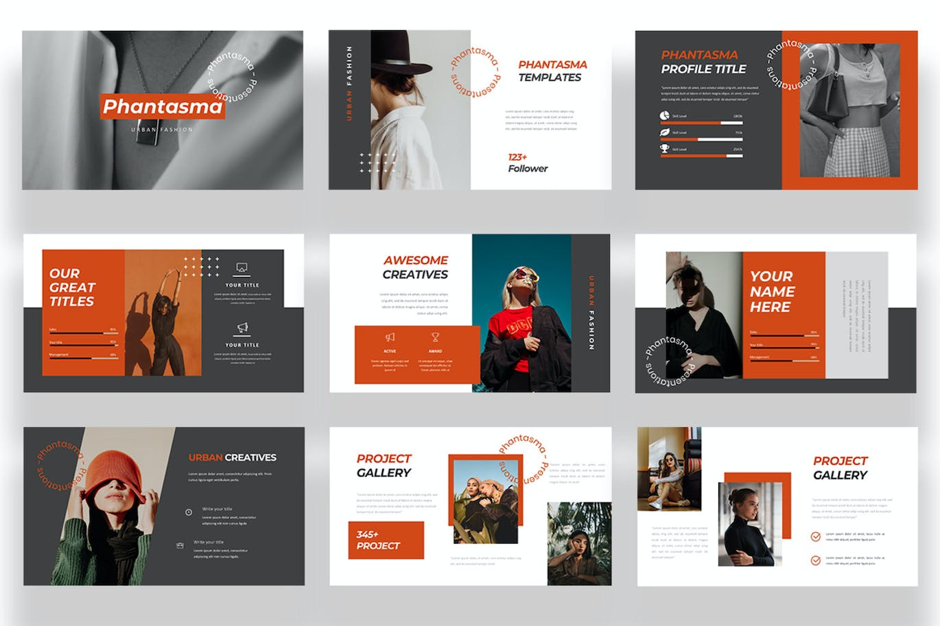 时尚都市项目推广PPT幻灯片设计模板 Phantasma – Powerpoint Template 幻灯图表 sucaiwan.com