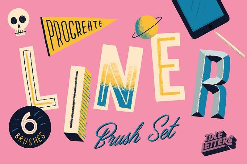 6支字体创作Procreate笔刷 笔刷资源 sucaiwan.com