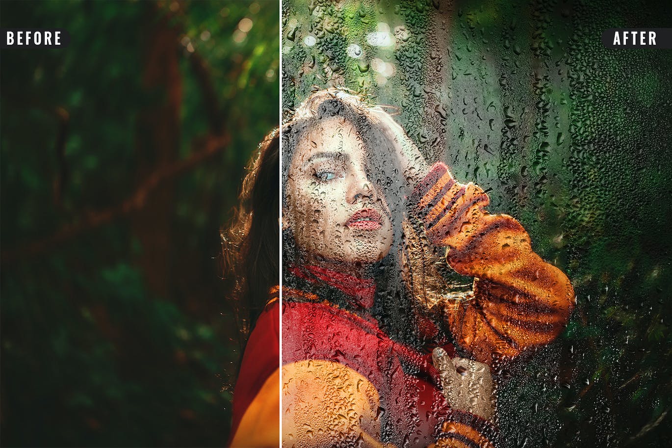 雨滴玻璃照片特效PS图层样式 Wet Glass Photo Effect 插件预设 sucaiwan.com