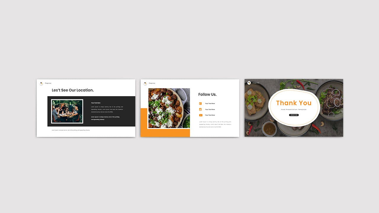 食品菜肴展示Powerpoint模板 CAPCAY – Food Powerpoint Template 幻灯图表 sucaiwan.com