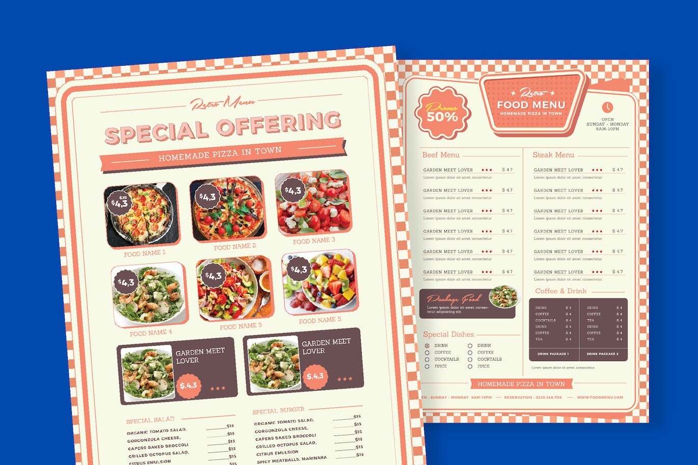 复古食品菜单设计模板 Cd Retro Food Menu APP UI sucaiwan.com