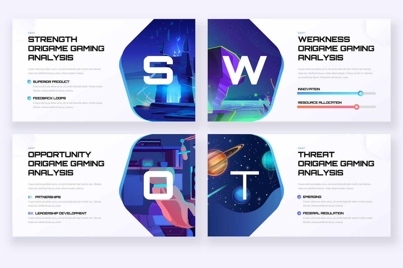 游戏制作工作室PPT模板下载 ORIGAME – Gaming Studio Powerpoint Template 幻灯图表 sucaiwan.com