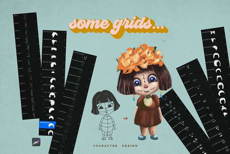 儿童卡通线描画Procreate笔刷 笔刷资源 sucaiwan.com