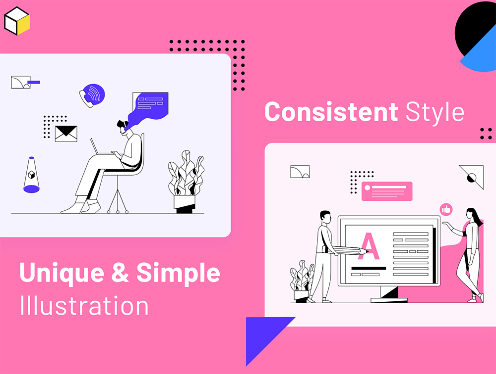 创业主题简单的线条场景插画 设计素材 sucaiwan.com