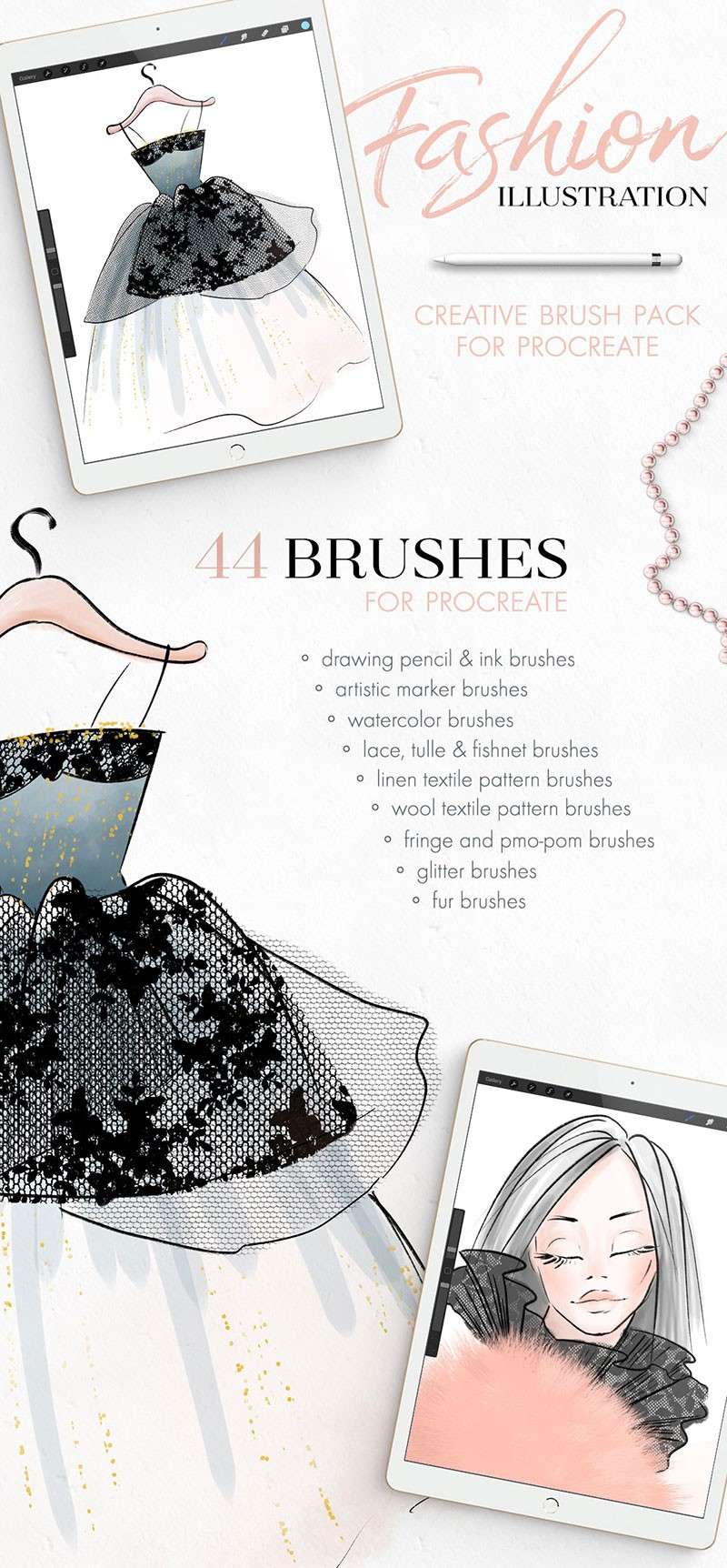 时装插画手绘Procreate笔刷 笔刷资源 sucaiwan.com