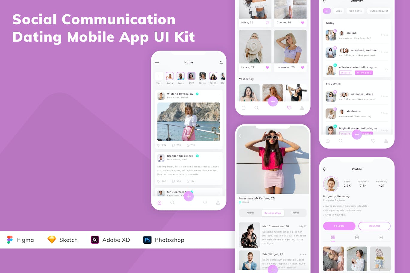 社交和约会应用程序App界面设计UI套件 Social Communication & Dating Mobile App UI Kit APP UI 第1张-素材湾丨精选海外优质设计素材资源 社交和约会应用程序App界面设计UI套件 Social Communication & Dating Mobile App UI Kit APP UI sucaiwan.com