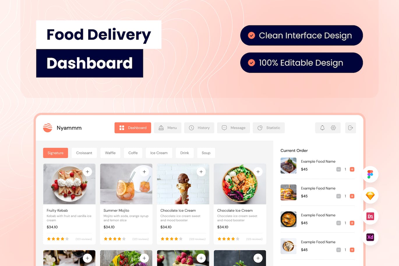点餐购物车界面仪表盘UI设计模板 Food Delivery Dashboard APP UI sucaiwan.com