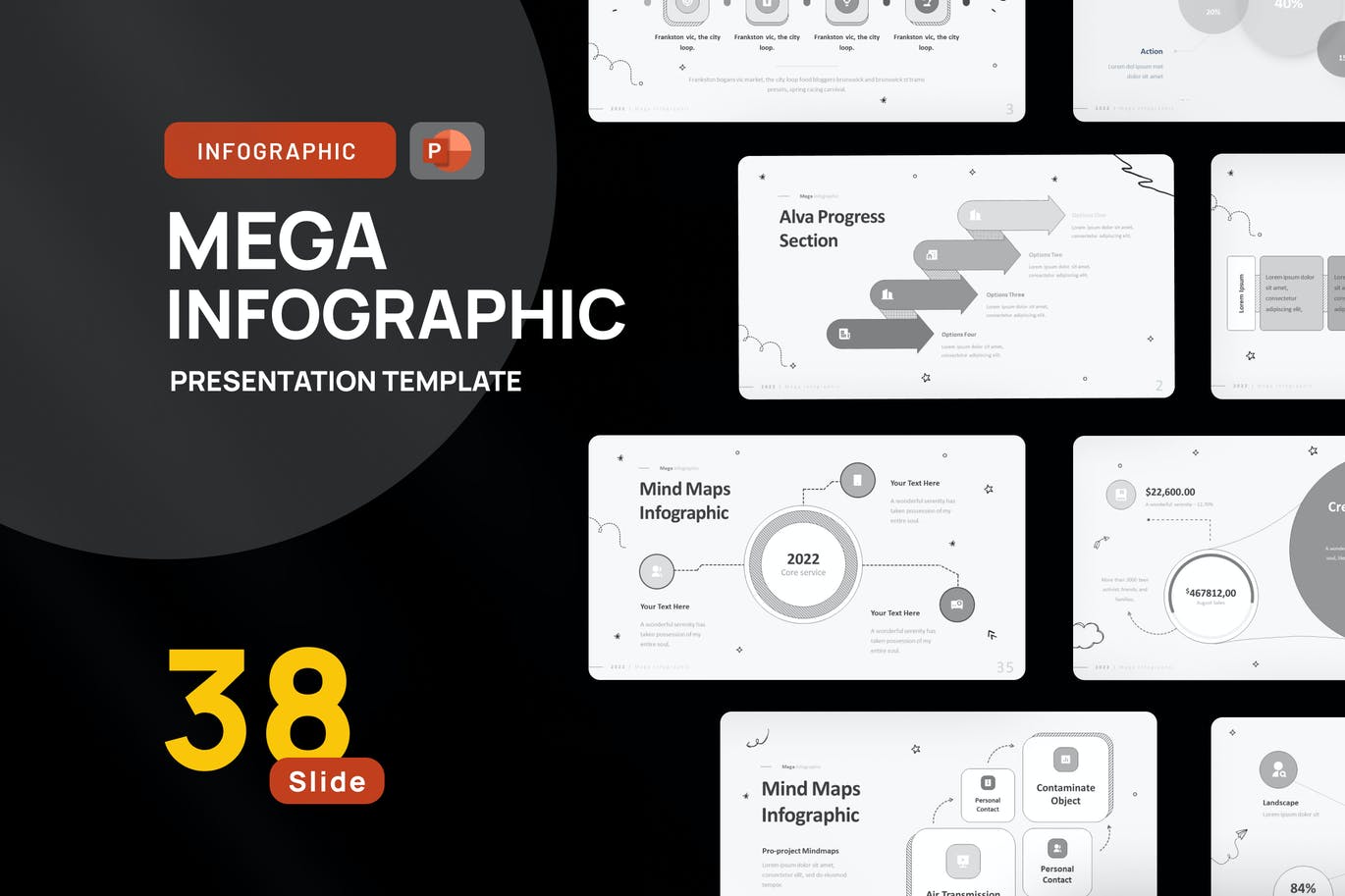 阿尔法&思维导图PPT演示文稿 Alfa & Mindmap Infographic PowerPoint Template 幻灯图表 第1张-素材湾丨精选海外优质设计素材资源 阿尔法&思维导图PPT演示文稿 Alfa & Mindmap Infographic PowerPoint Template 幻灯图表 sucaiwan.com