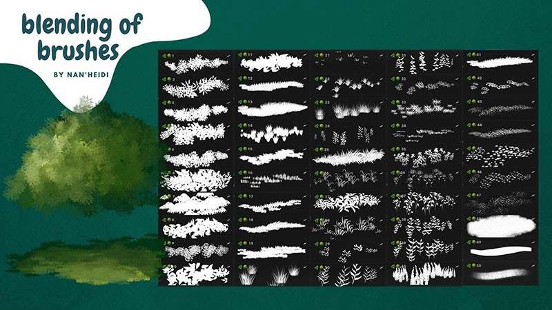 50个草丛植物Procreate笔刷 笔刷资源 sucaiwan.com