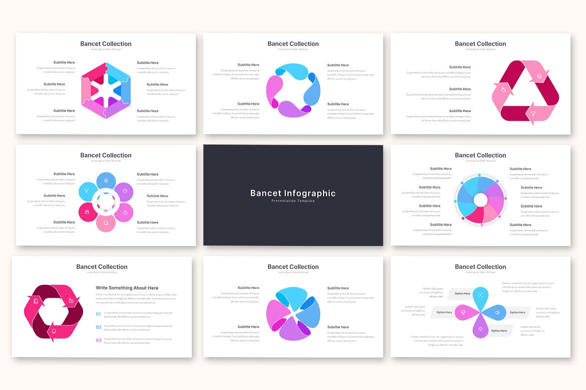 银行数据信息图表Powerpoint模板 Bancet Infographic – Powerpoint Template 幻灯图表 sucaiwan.com