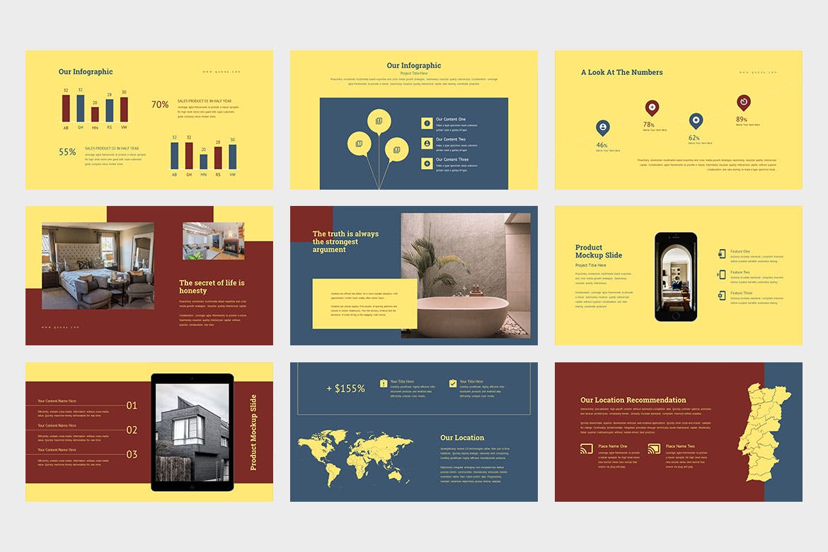 商业房地产PPT演示幻灯片模板 Qudoa : Real Estate Business Powerpoint 幻灯图表 sucaiwan.com