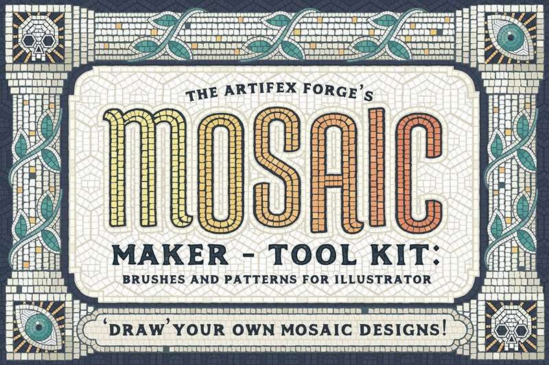 马赛克瓷砖纹理效果AI笔刷 笔刷资源 sucaiwan.com